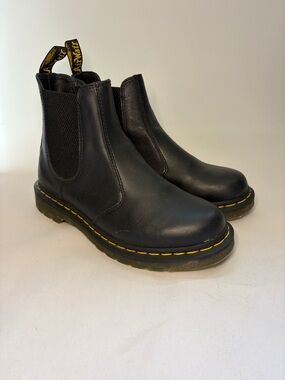 Dr. Martens 2976 Chelsea Black Boots with Yellow Accents Size 8.5